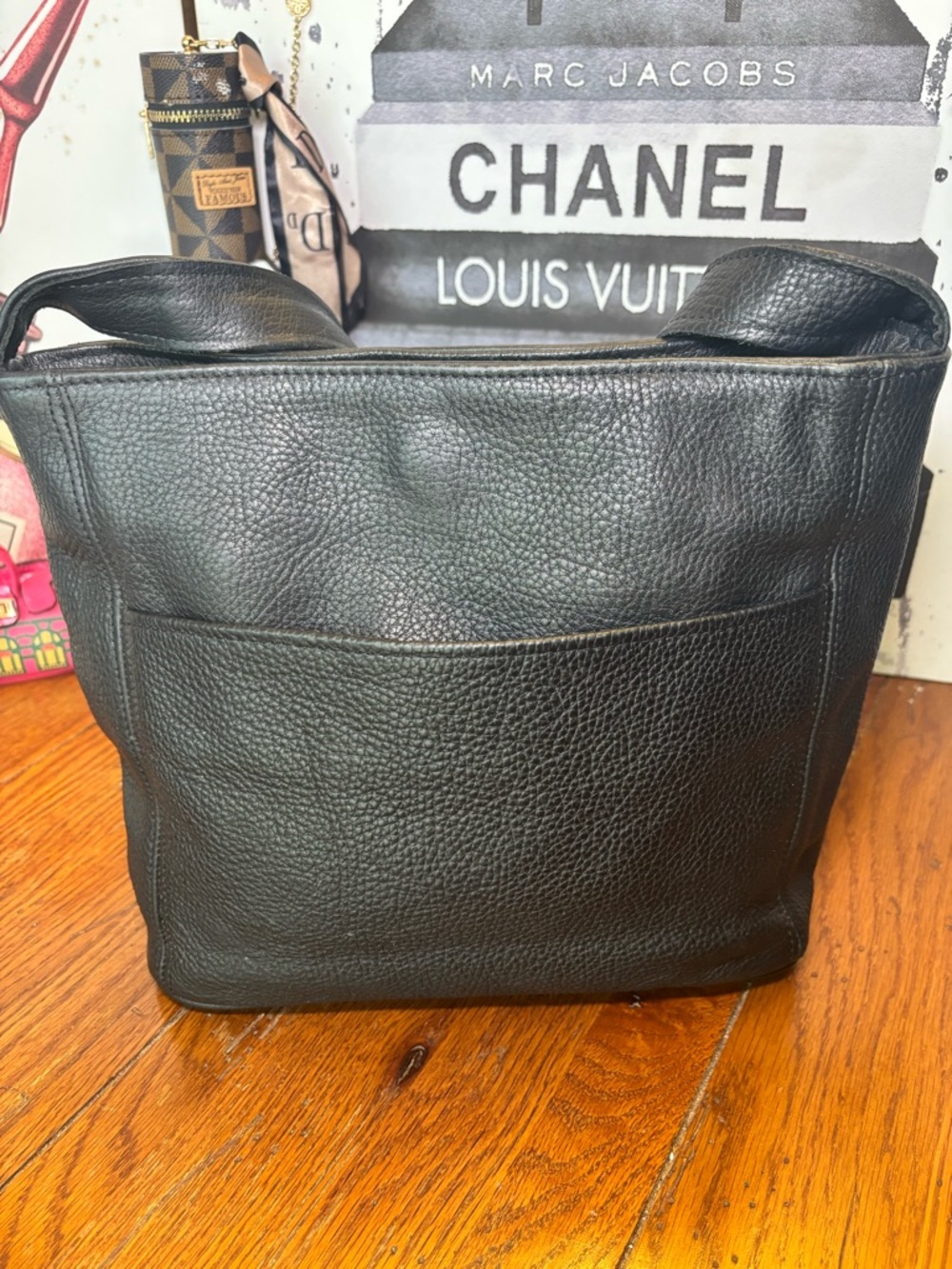 Vintage Coach Sonoma Pocket Zip Shoulder Bag 4924 Black Pebbled Leather